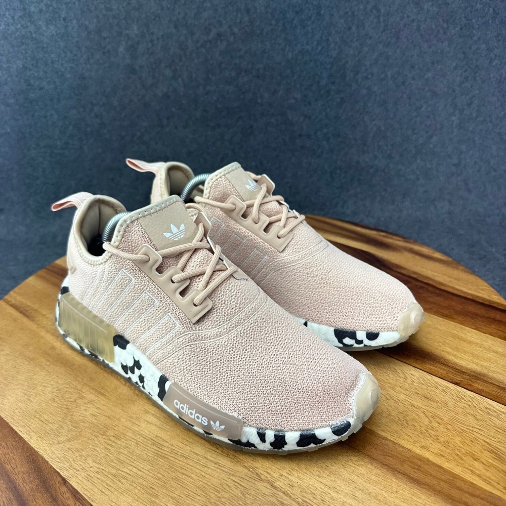 Adidas NMD R1 Halo Blush Spotted Womens 7 Cow Print Pink Beige Sneakers GZ7996 - Picture 2 of 12